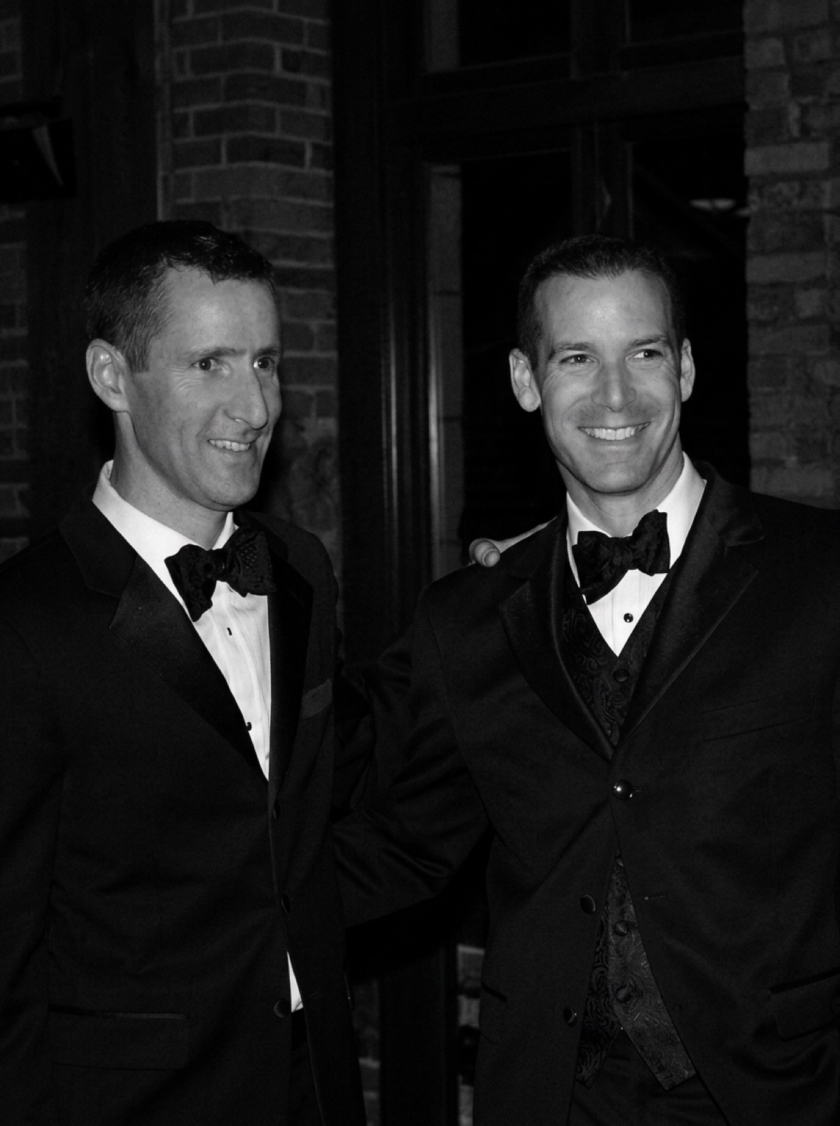 Greg and Shawn in tuxedos on their wedding day